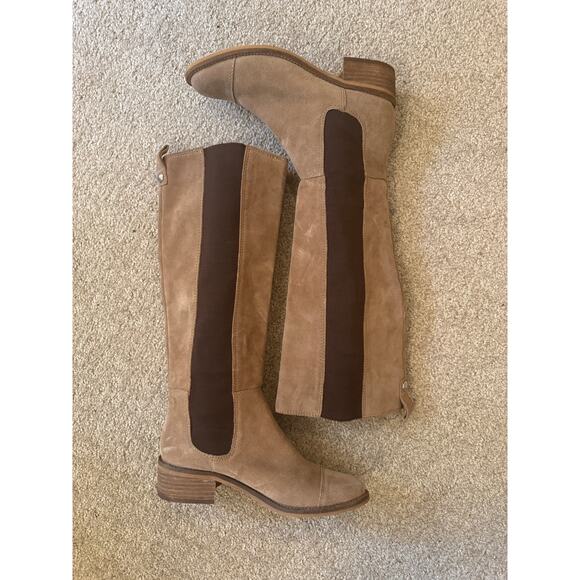 BCBGeneration Women's Judie Sz 6 Tan Camel Suede Brown Chelsea Pull On Boho - Picture 11 of 14